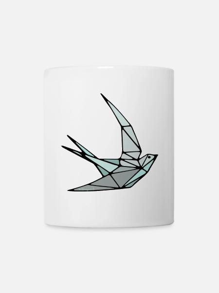 Oiseau (hirondelle) en origami - Mug blanc - blanc