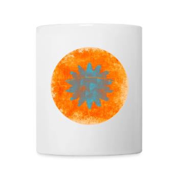 Abstract Floral Trench in Orange and Blue - Mug - white - Front