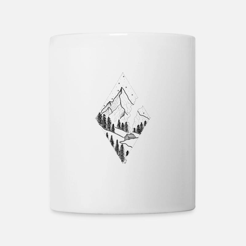 Geometrischer Diamant im Dunkelton "Berg in Raute" - Tasse - Weiß
