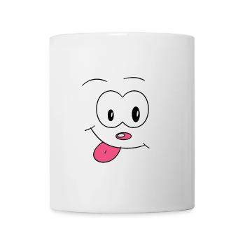 Comic drawing funny face cheeky tongue joking - Mug - white - Front