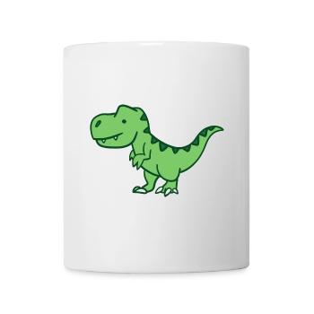 Kleiner Grün-Dino Cartoon - Tasse - Weiß - Vorne