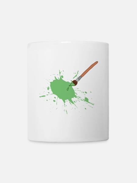 Éclaboussure de peinture verte au pinceau - Mug blanc - blanc