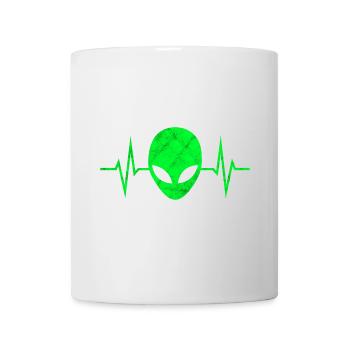 Alien Alien Head Alien Heartbeat Pulse ECG - Mug - white - Front