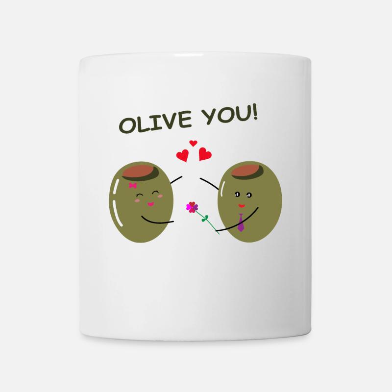 Olive vous! Les olives s'aiment - Aimez-vous - Amour - Mug blanc - blanc