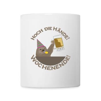Hoch Die Hand Sloth Wochenende - Tasse - Weiß - Vorne