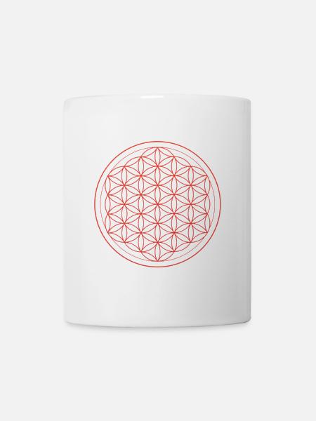 Blume des Lebens Muster in Rot - Tasse - Weiß