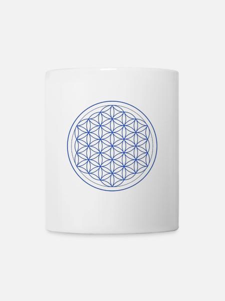 Cercle Bleu Jaune Fleur de Vie - Mug blanc - blanc