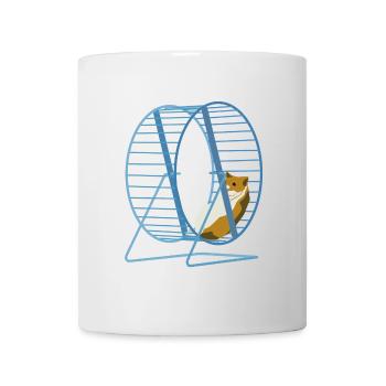 Hamster im Fitnessrad - Fröhliche Runde - Tasse - Weiß - Vorne