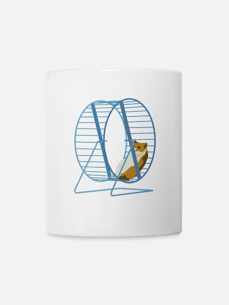 Hamster in the fitness bike - Happy round - Mug - white