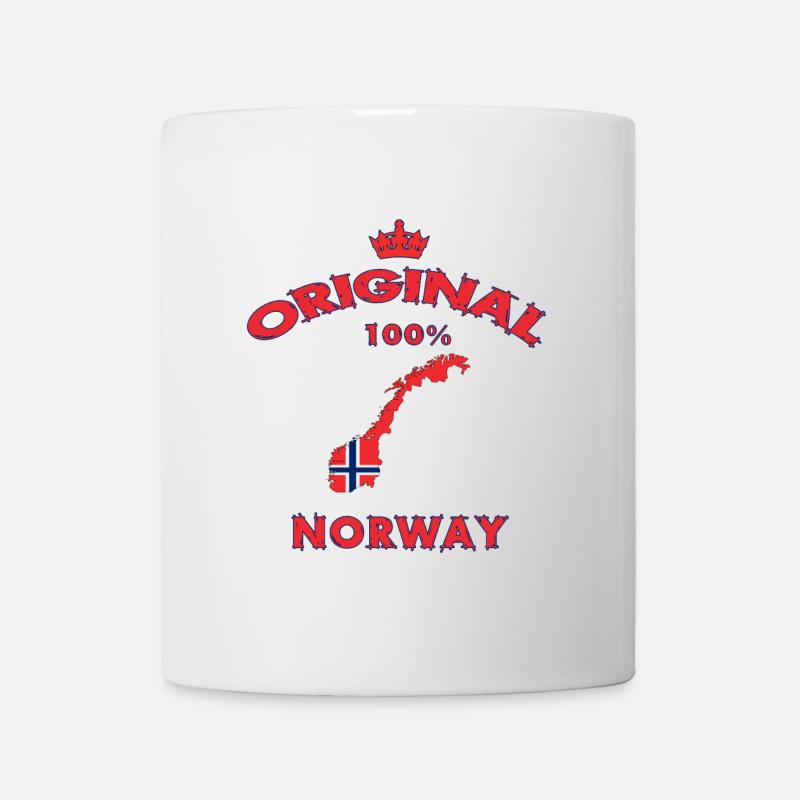 Norwegen 100% Original / Geschenk Flagge - Tasse - Weiß