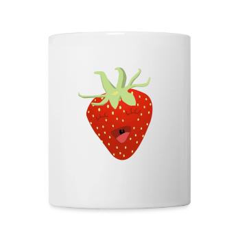 Dessin animé de fraise rieur - Mug blanc - blanc - Devant
