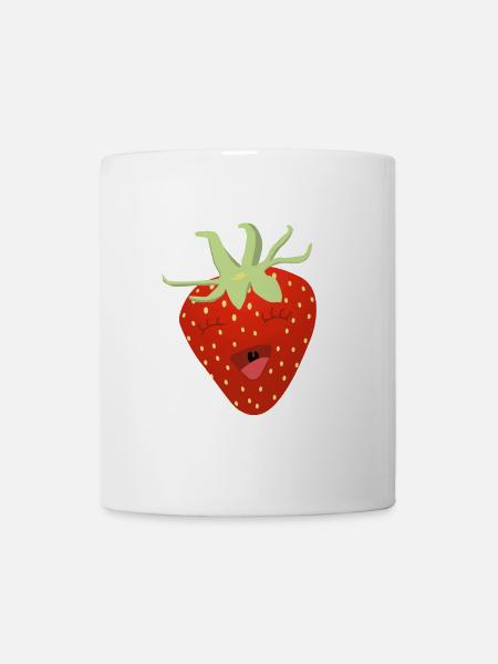 Giggling Strawberry Cartoon - Mug - white