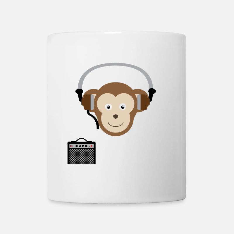 Singe avec musique au casque - Mug blanc - blanc