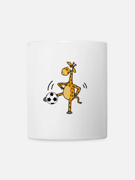 Giraffe Kick Fußball Cartoon - Tasse - Weiß