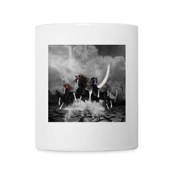 Magnifiques chevaux noirs - Mug blanc - blanc - Devant