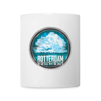 Rotterdam cityscape with coordinates - Mug - white - Front