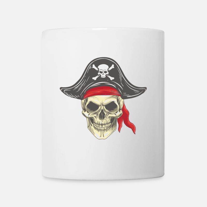 Pirate Head Pirate Skull with Hat Bandana - Mug - white