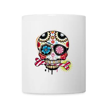 Totenkopf mit Augenklappe und Zuckerstange - Tasse - Weiß - Vorne