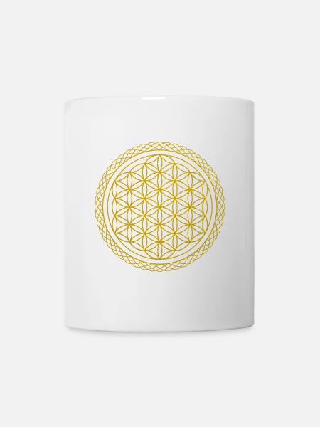 Goldene Blume des Lebens Muster - Tasse - Weiß