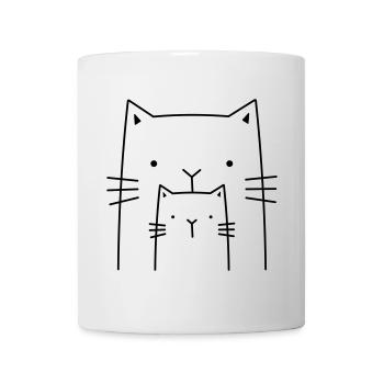 2 chats - cadeau de dessin pour les propriétaires de chat - Mug blanc - blanc - Devant