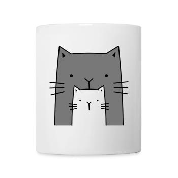 two cats - big and small cat - Mug - white - Front