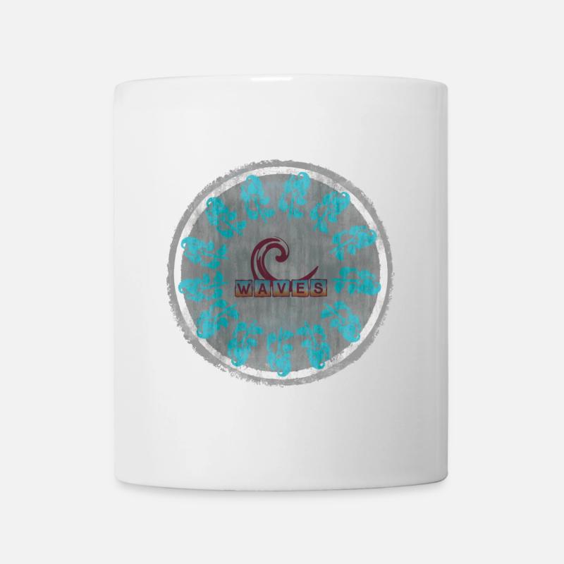 Ocean Waves with Vintage Waves - Surf Lettering - Mug - white