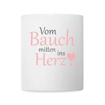 Baby Kind Spruch Kinder Bauch Herz Geschenkidee - Tasse - Weiß - Vorne