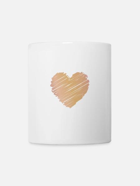 Minimalistisches Rosegold Herz im Skizzenstil - Tasse - Weiß