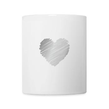 Cœur Gribouillé en Argent – Style Romantique Minimaliste - Mug blanc - blanc - Devant