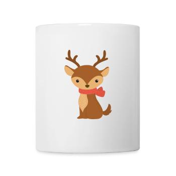 Süßes Rentier mit Schal – Weihnachts Design - Tasse - Weiß - Vorne