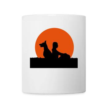 Cadeau fille amant animal chien lever de soleil - Mug blanc - blanc - Devant