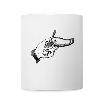 Hand mit Muschel - Tasse - Weiß - Vorne
