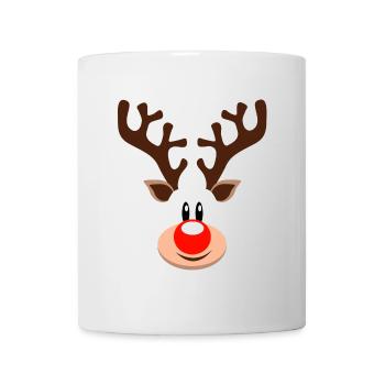 Visage de renne Rudolf Rennais Bois Bois Rouge - Mug blanc - blanc - Devant