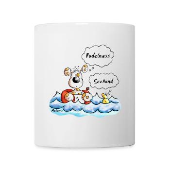 "Matter of opinion" Dog and Duck Cartoon - Mug - white - Front