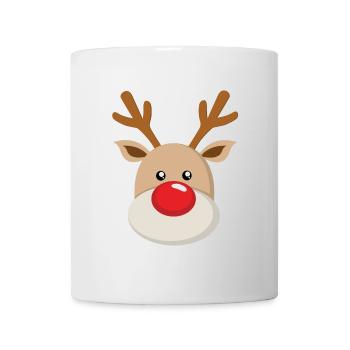 Reindeer Rudolf Face Sweet Red Nose Antlers - Mug - white - Front
