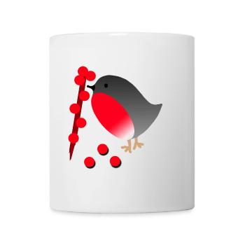 Mignon Rouge-Gorge aux Baies Rouges - Mug blanc - blanc - Devant