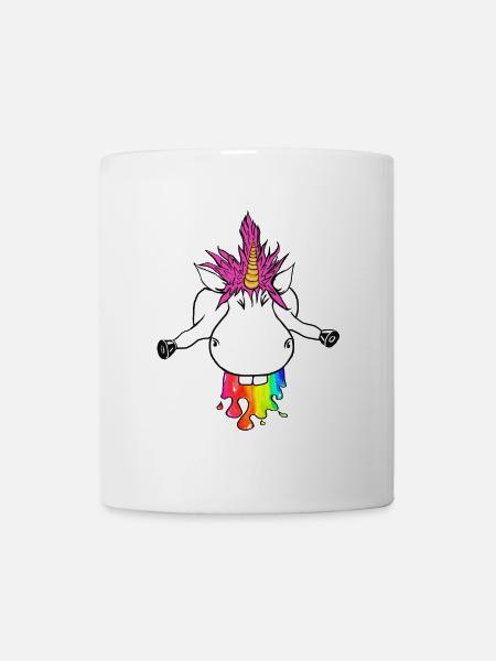 Regenbogen Einhorn Farbklecks Regenbogenkotze - Tasse - Weiß