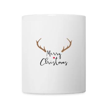 Merry Christmas rote Nase Rentier Geweih Deko - Tasse - Weiß - Vorne