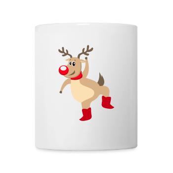 Rentier Rudolf Elch Weihnachten Rote Nase - Tasse - Weiß - Vorne