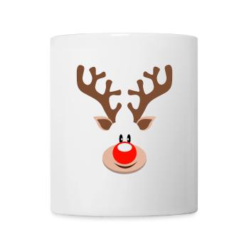 Süßes Rentier Rudolf Rote Nase Weihnachten Geweih - Tasse - Weiß - Vorne