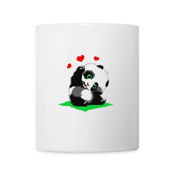 Cuddly panda with hearts - Mug - white - Front