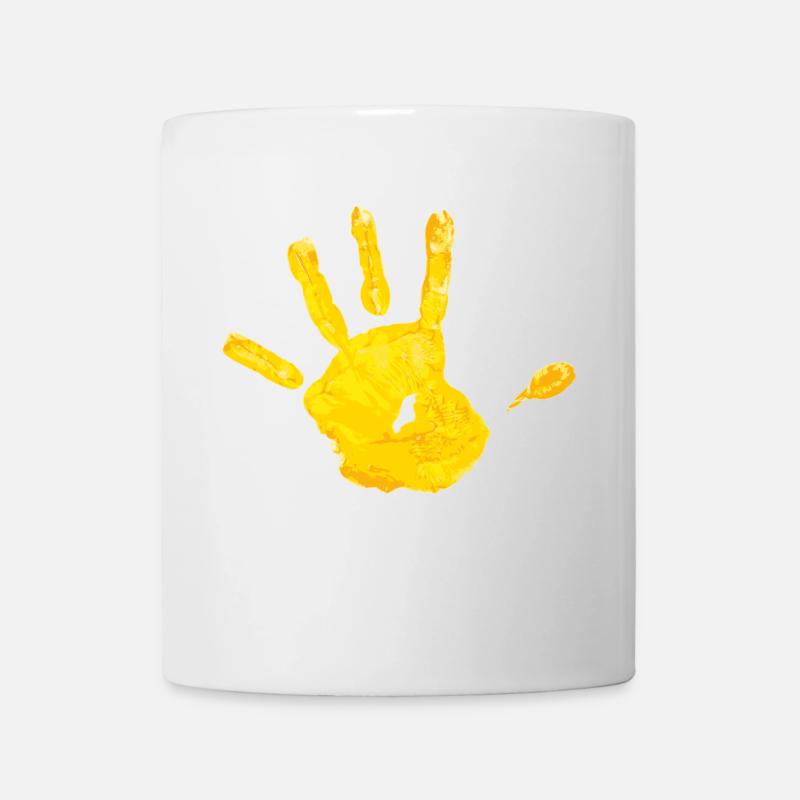hand yellow - Tasse - Weiß
