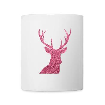 Silhouette de cerf pailletée rose - Mug blanc - blanc - Devant