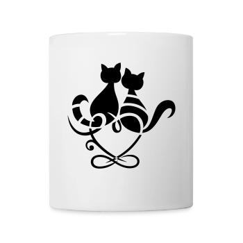 Katzen Herz Infinity Symbol Valentinstag Liebe - Tasse - Weiß - Vorne