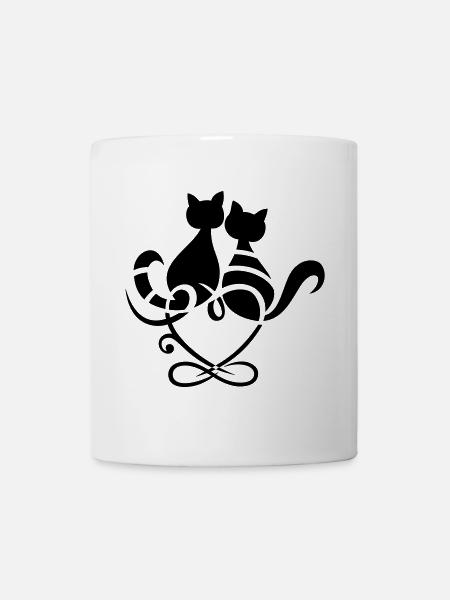 Chats Coeur Symbole Infini Saint Valentin Amour - Mug blanc - blanc