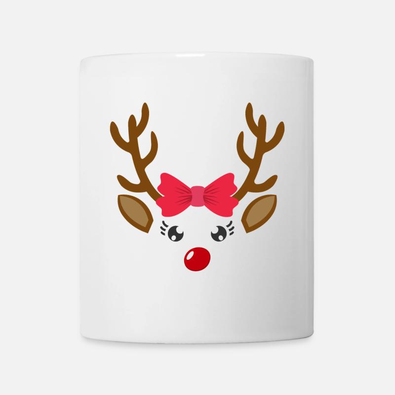 Süßes Rentier Gesicht Mädchen Weihnachten Xmas - Tasse - Weiß