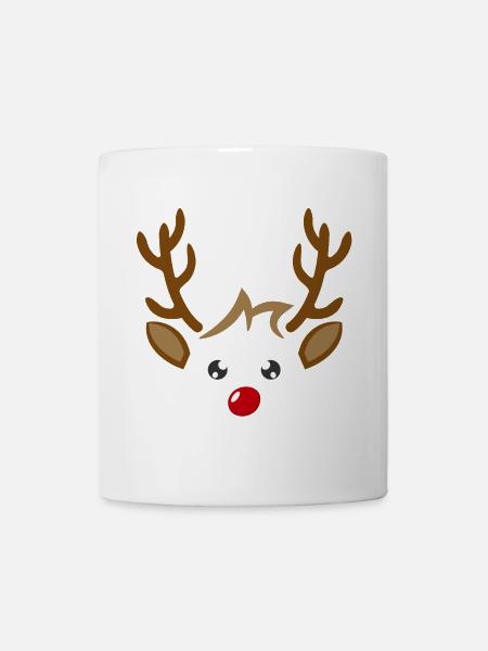 Cute reindeer boy face Christmas Xmas - Mug - white