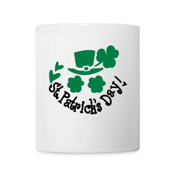 St.Patrick's day green hat shamrock - Mug - white - Front