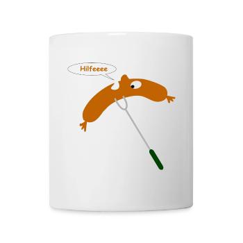 bratwurst grillen hilfe - Tasse - Weiß - Vorne