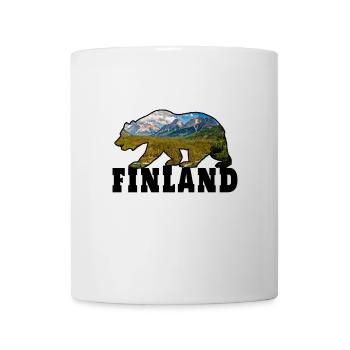 Finlande ours avec paysage cadeau Scandinavie - Mug blanc - blanc - Devant